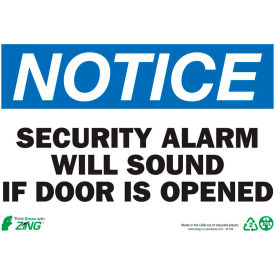 Safety Sign, Notice Security Alarm Will Sound If Door Is..., 10"W x 7"H, Recycled Plastic view 2
