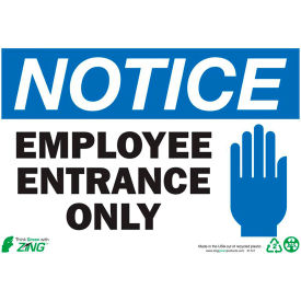 Eco Safety Sign, Notice Employee Entrance Only, 10"W x 7"H, Recycled Plastic view 2