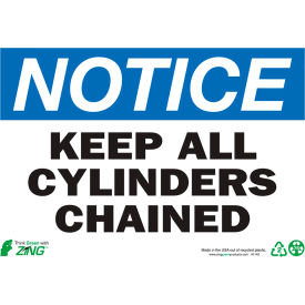 Zing Eco Safety Sign, Notice Keep Cylinder Chained, 10"W x 7"H, Recycled Polystyrene Self Adhesive view 2