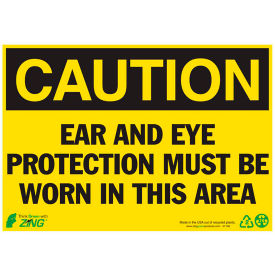 Zing Eco Safety Sign, Caution Ear Protection Required, 10"W x 7"H, Recycled Plastic view 2