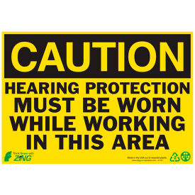 Caution Hearing Protection Must Be Worn Sign, 10"W x 7"H, Recycled Plastic view 2