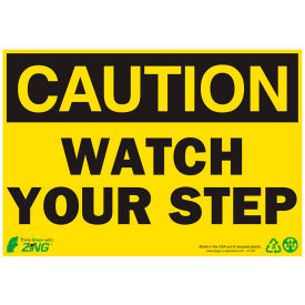 Eco Safety Sign, Caution Watch Your Step, 10"W x 7"H, Recycled Plastic view 2