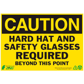 Zing Eco Safety Sign, Caution Hard Hat and Safety Glasses Required, 10"W x 7"H, Recycled Plastic view 2