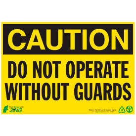 Zing Eco Safety Sign, Caution Do Not Operate Without Guards, 10"W x 7"H, Recycled Plastic view 2
