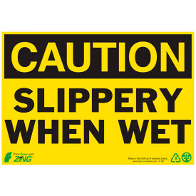 Eco Safety Sign, Caution Slippery When Wet, 10"W x 7"H, Recycled Plastic view 2