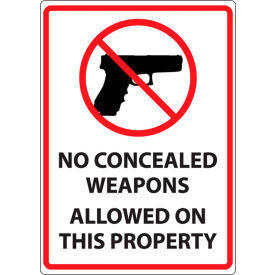 Concealed Carry Sign, No Concealed Weapons Allowed, 7"W x 10"H, Recycled Plastic view 2