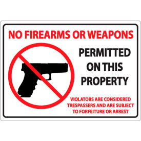 Concealed Carry Sign, No Firearms or Weapons, 10"W x 7"H, Recycled Plastic view 2