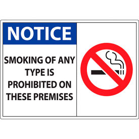 No Smoking Sign, Notice Smoking Of Any Type Is Prohibited, 10"W x 7"H, Recycled Plastic view 2