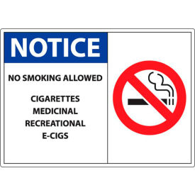 No Smoking Sign, Notice No Smoking Allowed, 10"W x 7"H, Recycled Plastic view 2