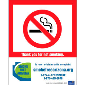 No Smoking Sign, Arizona Regulations, 7"W x 10"H, Recycled Plastic view 2