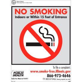No Smoking Sign, Illinois Regulations, 7"W x 10"H, Recycled Plastic view 2