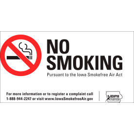 No Smoking Sign, Iowa Regulations, 10"W x 7"H, Recycled Plastic view 2