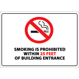 No Smoking Sign, 25 Feet, 10"W x 7"H, Recycled Polystyrene Self Adhesive view 2