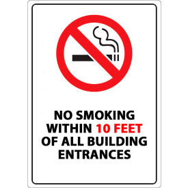 No Smoking Sign, 10 Feet, 7"W x 10"H, Recycled Plastic view 2