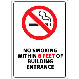 No Smoking Sign, 8 Feet, 7"W x 10"H, Recycled Plastic view 2