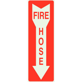 Eco Safety Sign, Fire Hose with Arrow, 3-1/4"W x 14"H, Recycled Plastic view 2
