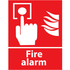 Fire Alarm Safety Sign, 7"W x 10"H, Recycled Aluminum view 2
