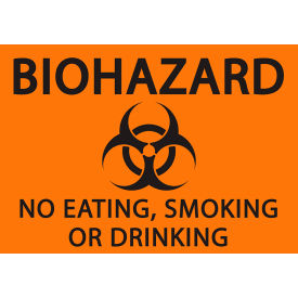 Eco Safety Sign, BioHazard No Eating, Smoking or Drinking, 10"W x 7"H, Recycled Plastic view 2