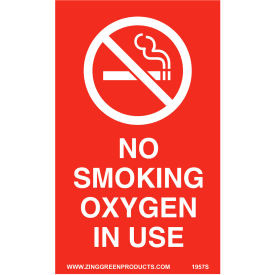 Self Adhesive Sign Oxygen In Use, 3"W x 5"H, Recycled Polystyrene, Pack of 2 view 2
