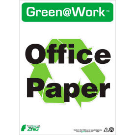 Zing Green at Work Sign, Office Paper with Recycle Symbol, 10"W x 14"H, Black/Green/White view 2