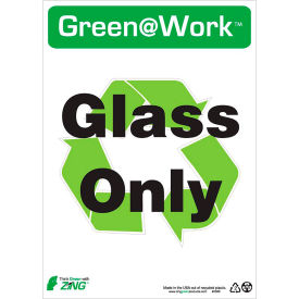 Sign, Glass Only with Recycle Symbol, 10"W x 14"H, Black/Green/White view 2