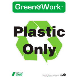 Sign, Plastic Only with Recycle Symbol, 10"W x 14"H, Black/Green/White view 2