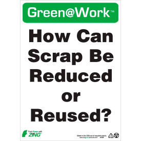 How Can Scrap Be Reduced or Reused Sign, 10"W x 14"H, Black/Green/White view 2