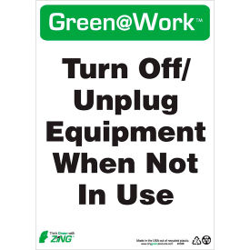 Sign, Turn Off, Unplug Equipment When Not In Use, 10"W x 14"H, Black/Green/White view 2