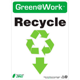 Recycle with Recycle Symbol & Down Arrow Sign, 10"W x 14"H, Black/Green/White view 2