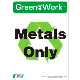 Zing Eco Label, Recycle Metals Only, 10"W x 14"H, Recycled Polystyrene Self Adhesive, Pack of 5 view 2