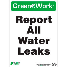 Report All Water Leaks Sign, 10"W x 14"H, Black/Green/White view 2