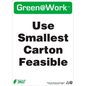 Use Smallest Carton Feasible Sign, 10"W x 14"H, Black/Green/White view 2