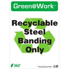 Sign, Recyclable Steel Banding Only, 10"W x 14"H, Black/Green/White view 2