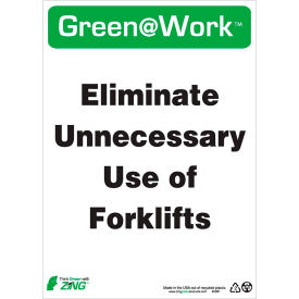 Sign, Eliminate Unnecessary Use of Forklifts, 10"W x 14"H, Black/Green/White view 2