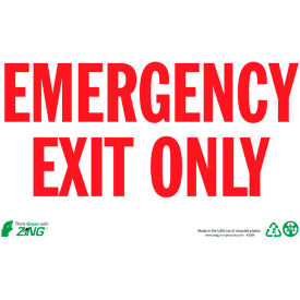 Zing Eco Safety Sign, Emergency Exit Only, 14"W x 10"H, Recycled Plastic view 2