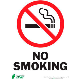 Eco Safety Sign, No Smoking, 10"W x 14"H, Recycled Plastic view 2