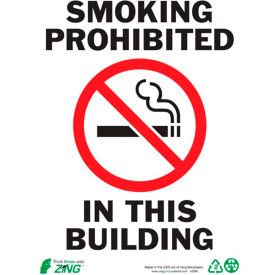 Eco Safety Sign, Smoking Prohibited, 10"W x 14"H, Recycled Plastic view 2