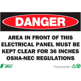 Eco Safety Sign, Danger Electrical Panel, 14"W x 10"H, Recycled Plastic view 2