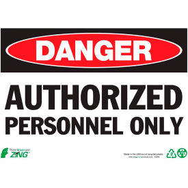 Zing Eco Safety Sign, Danger Authorized Personnel, 14"W x 10"H, Recycled Plastic view 2