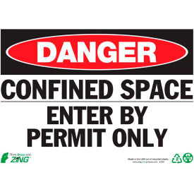 Eco Safety Sign, Danger Confined Space Enter, 14"W x 10"H, Recycled Plastic view 2