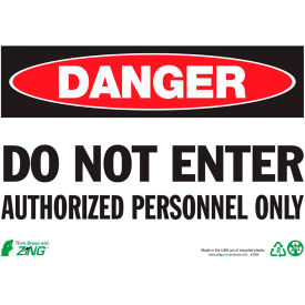 Danger Do Not Enter Authorized Personnel Only Safety Sign, 14"W x 10"H, Recycled Plastic view 2
