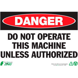 Zing Eco Safety Sign, Danger Do Not Operate, 14"W x 10"H, Recycled Plastic view 2