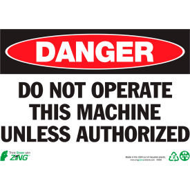 Zing Eco Safety Sign, Danger Do Not Operate, 14"W x 10"H, Recycled Polystyrene view 2