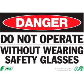 Zing Eco Safety Sign, Danger Do Not Operate Without Wearing Safety Gear, 14"W x 10"H, Recycled Plastic view 2