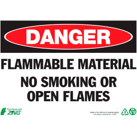 Eco Safety Sign, Danger Flammable Materials No Smoking, 14"W x 10"H, Recycled Plastic view 2