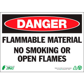 Eco Safety Sign, Danger Flammable Materials No Smoking, 14"W x 10"H, Recycled Polystyrene view 2