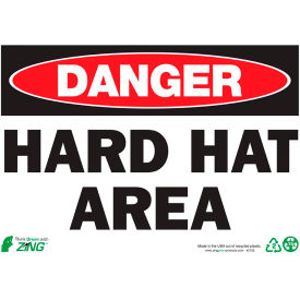 Eco Safety Sign, Danger Hard Hat Area, 14"W x 10"H, Recycled Plastic view 2