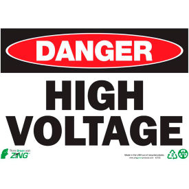 Zing Eco Safety Sign, Danger High Voltage, 14"W x 10"H, Recycled Plastic view 2