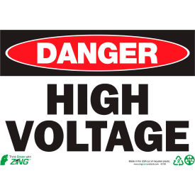 Eco Safety Sign, Danger High Voltage, 14"W x 10"H, Recycled Aluminum view 2