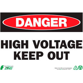 Zing Eco Safety Sign, Danger High Voltage Keep Out, 14"W x 10"H, Recycled Plastic view 2